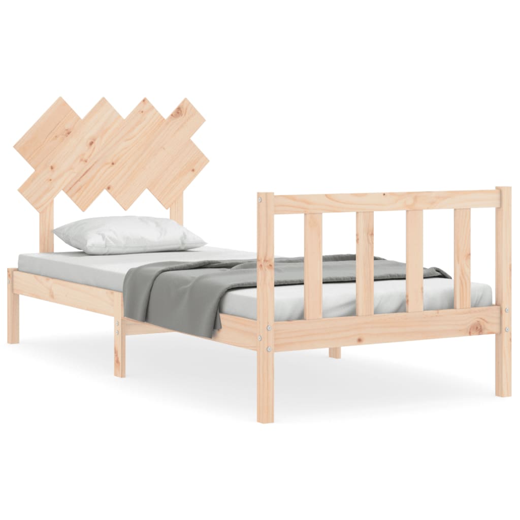 vidaXL Estructura de cama con cabecero madera maciza 90x200 cm