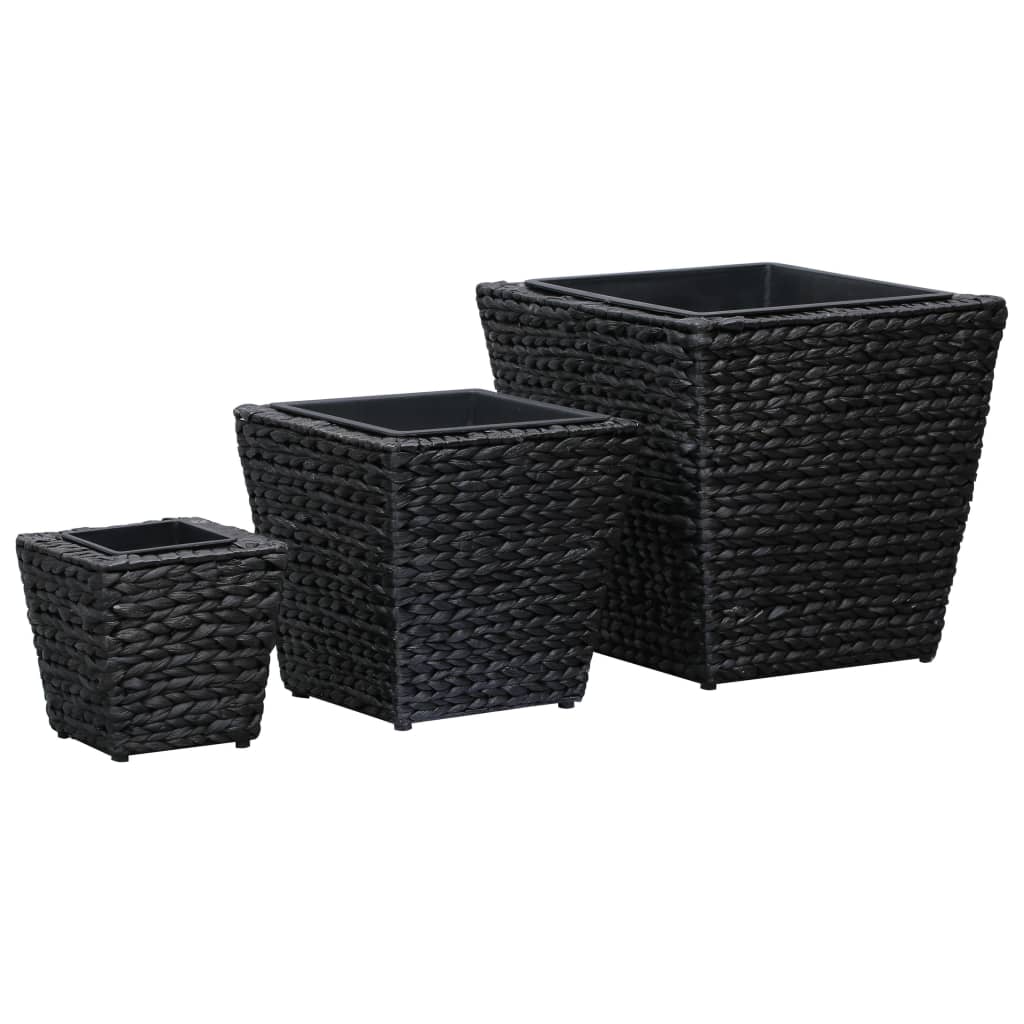 vidaXL Conjunto de arriates 3 piezas jacinto de agua negro