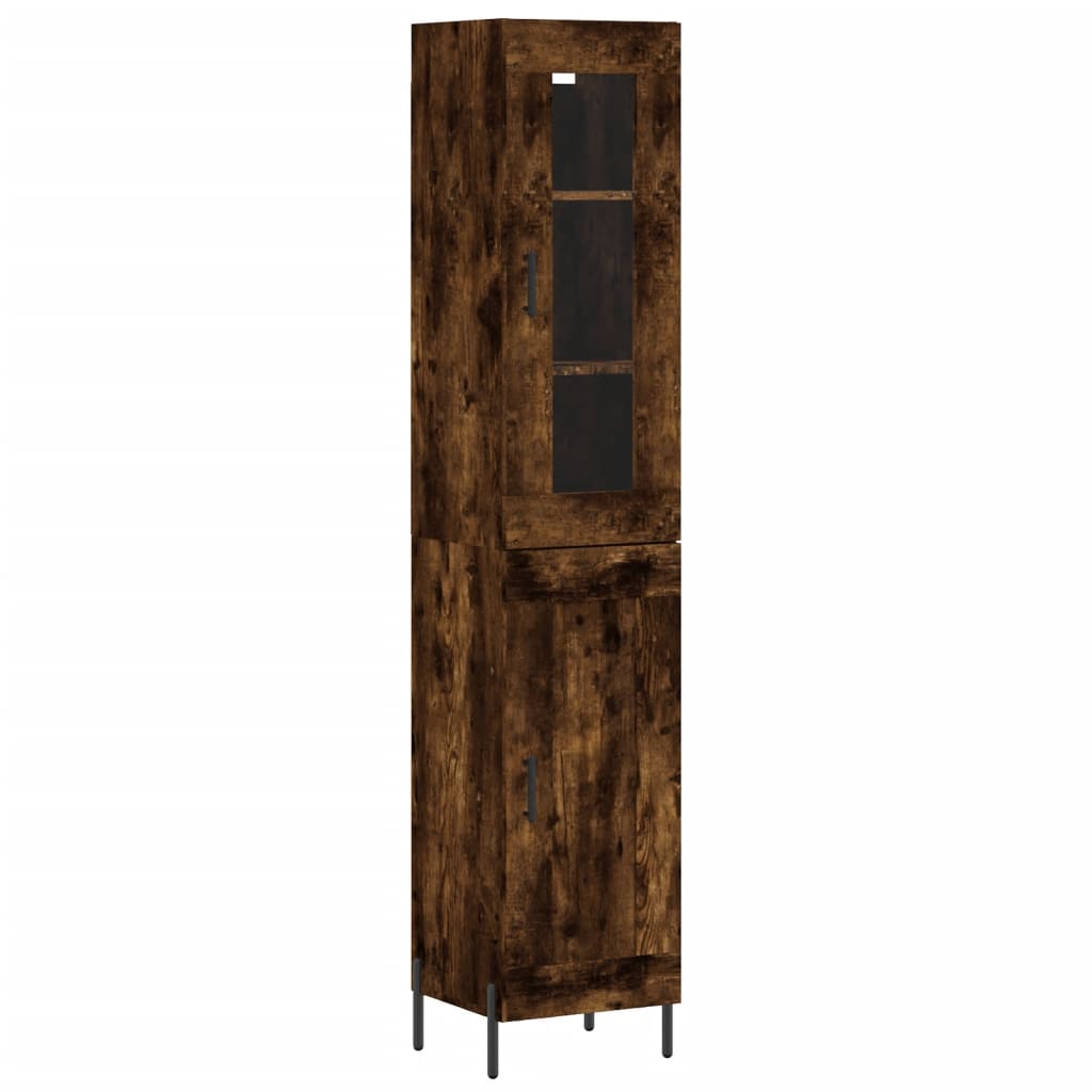 vidaXL Aparador de madera contrachapada roble ahumado 34,5x34x180 cm