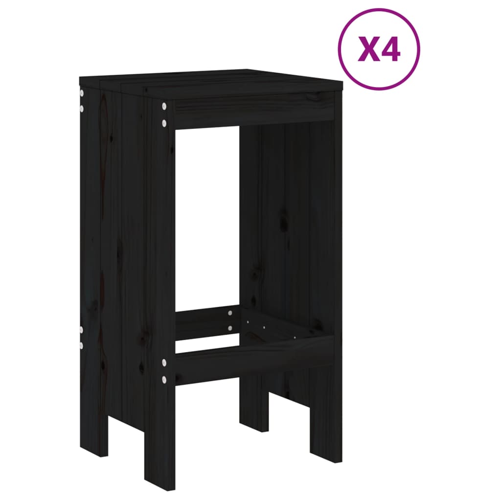 vidaXL Set de mesa y taburetes altos jardín 5 piezas madera pino negro