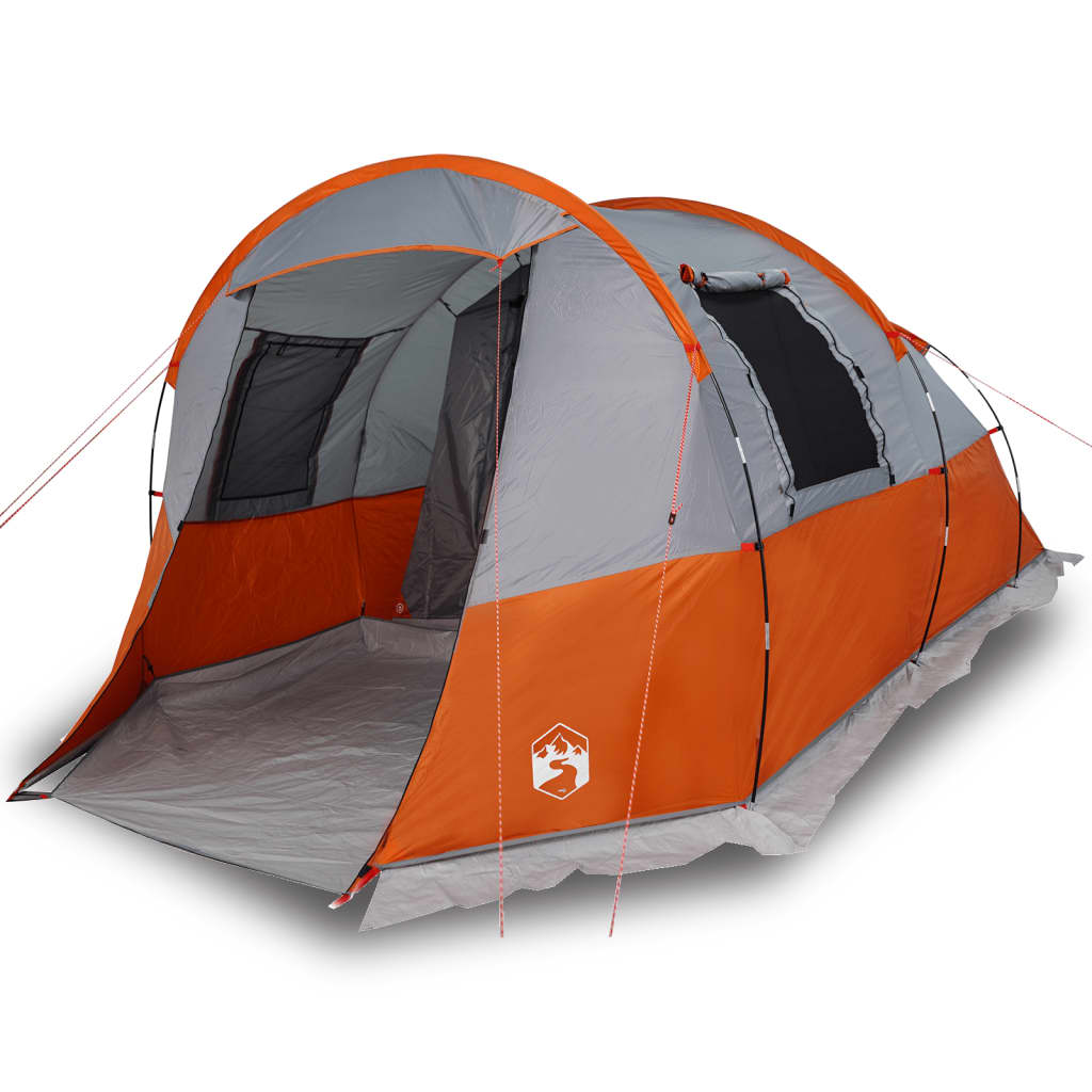 vidaXL Tienda de camping con túnel 4 personas impermeable gris naranja