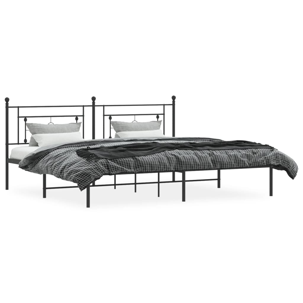 vidaXL Estructura cama sin colchón con cabecero metal negro 193x203 cm