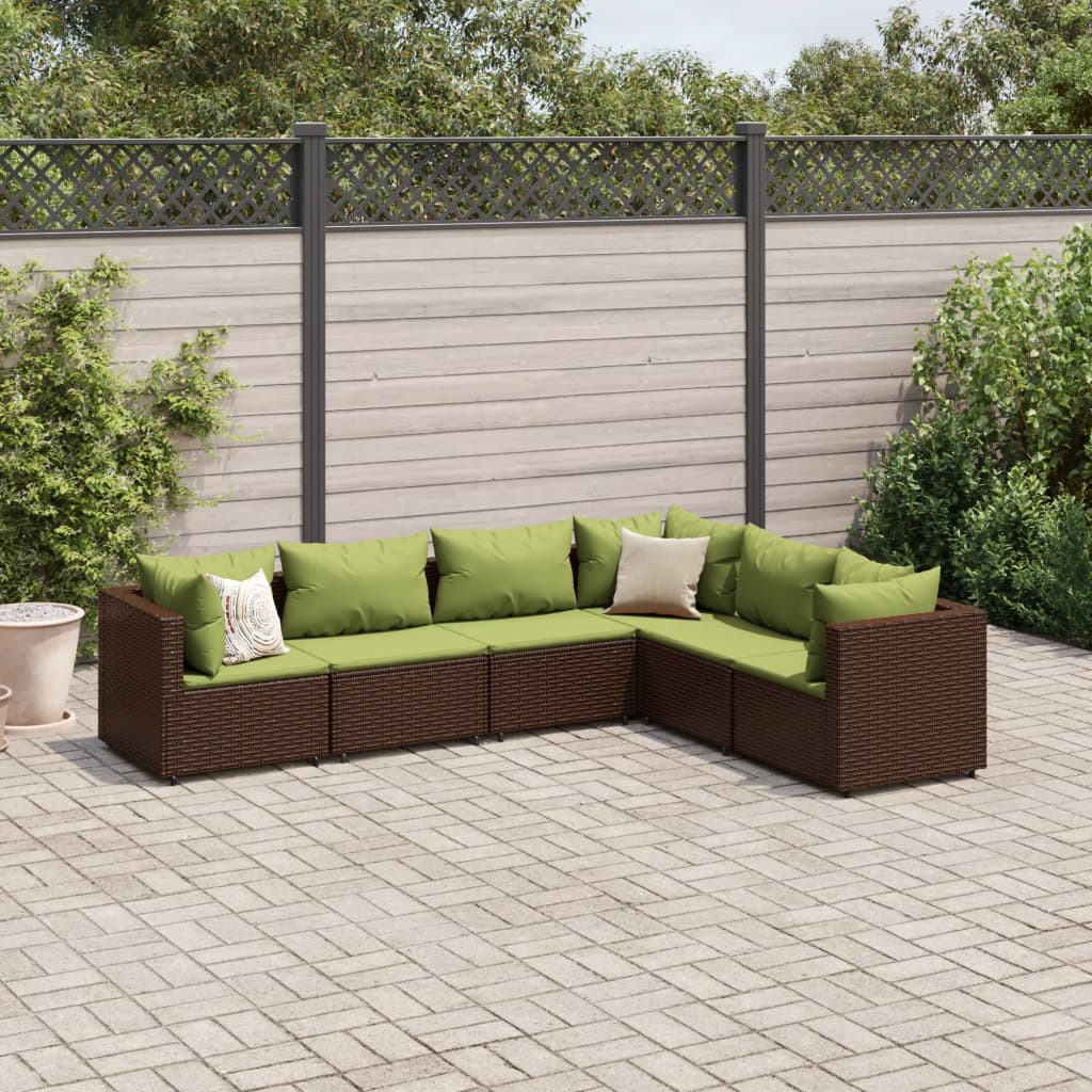 vidaXL Set muebles de jardín 6 piezas y cojines ratán sintético marrón