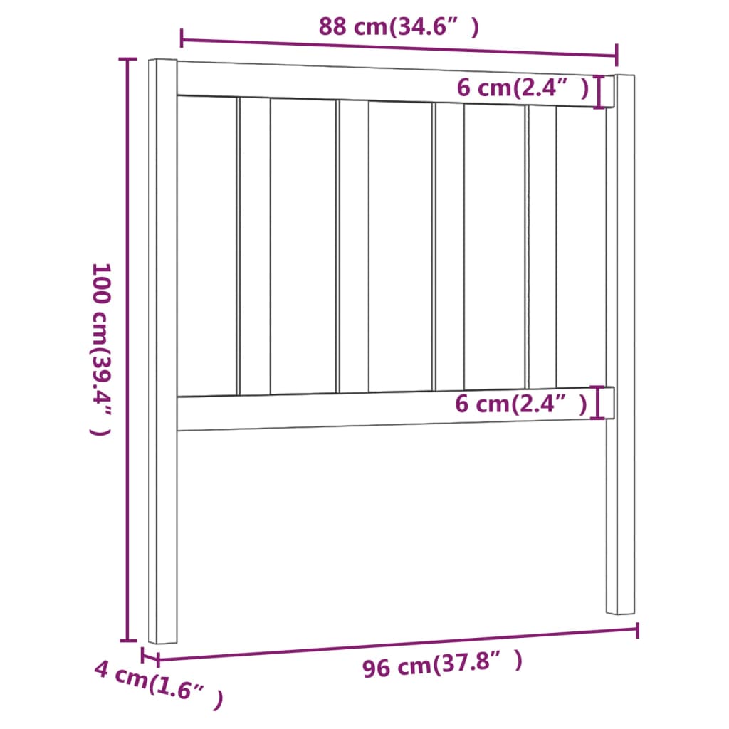 vidaXL Cabecero de cama madera maciza de pino gris 96x4x100 cm