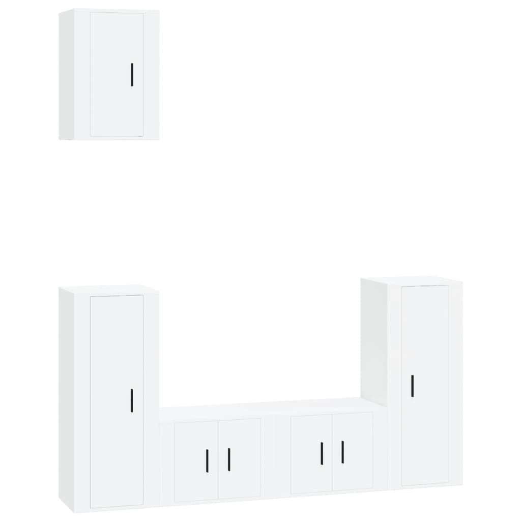 vidaXL Set de muebles de TV 5 pzas madera contrachapada blanco brillo