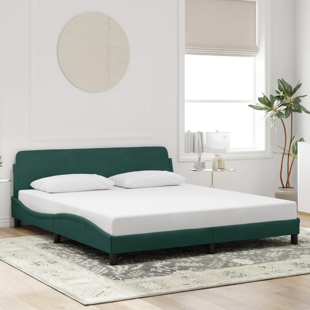 vidaXL Estructura cama con cabecero terciopelo verde oscuro 180x200 cm