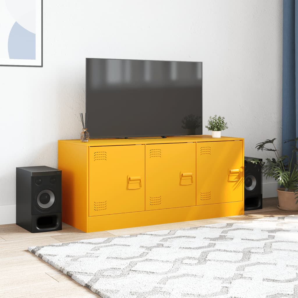 vidaXL Mueble para TV de acero amarillo mostaza 99x39x44 cm