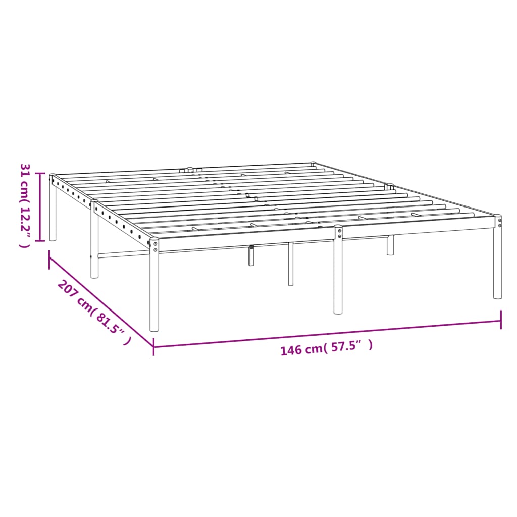 vidaXL Estructura de cama sin colchón metal negro 140x200 cm