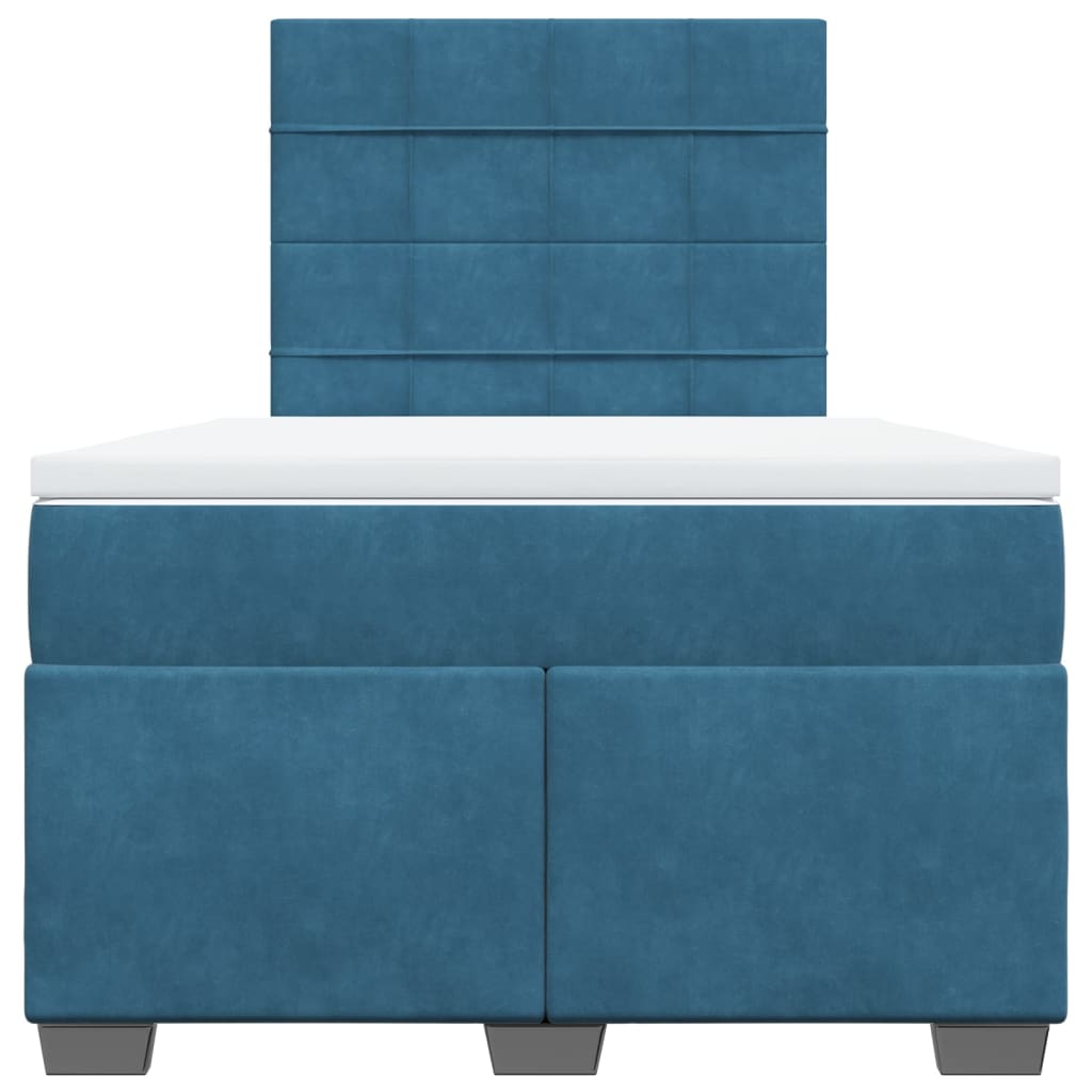 vidaXL Cama box spring con colchón terciopelo azul 120x190 cm