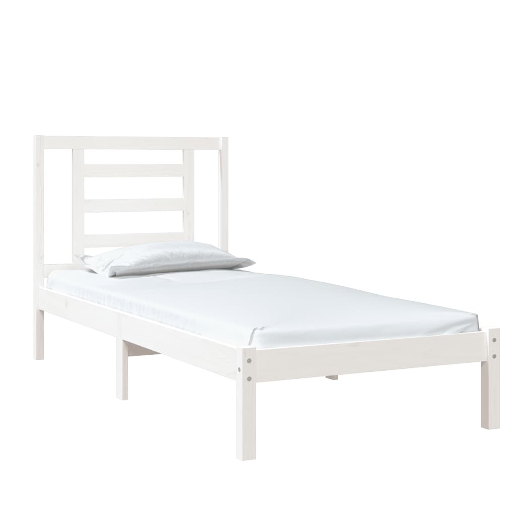 vidaXL Estructura de cama madera maciza individual blanco 75x190 cm