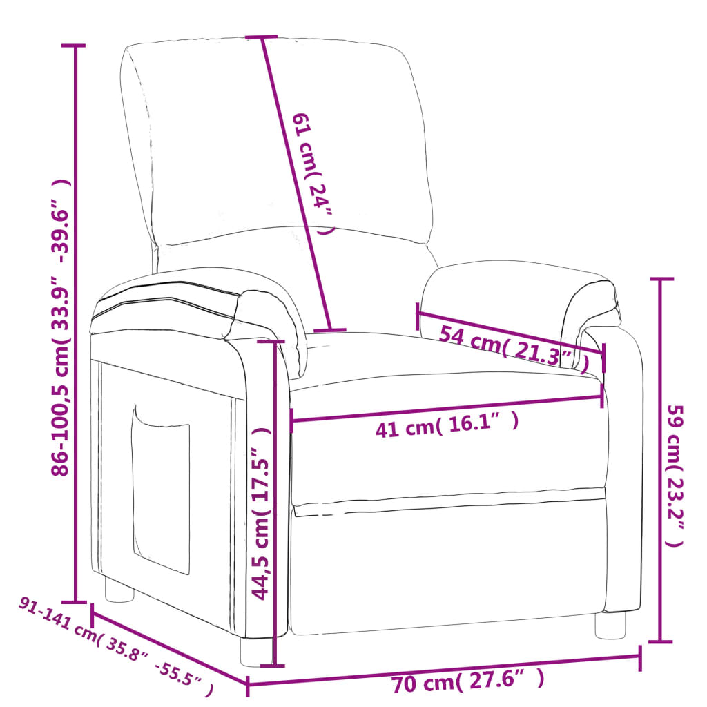 vidaXL Sillón reclinable de tela gris oscuro