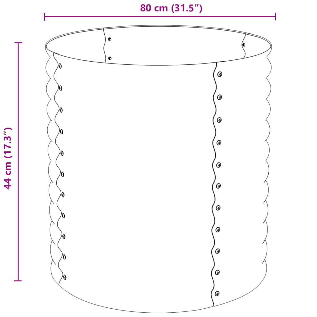 vidaXL Arriate de acero galvanizado gris 80x80x81 cm