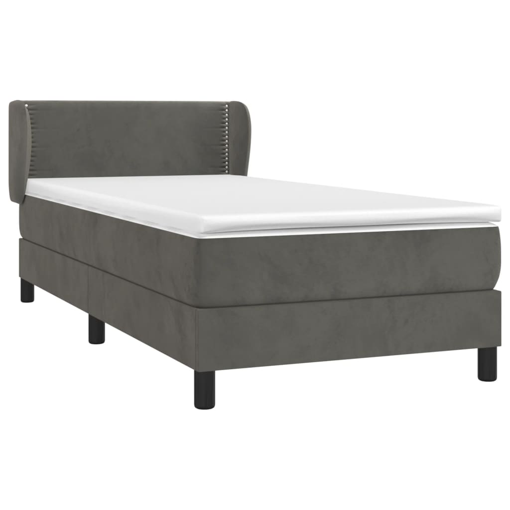 vidaXL Cama box spring con colchón terciopelo gris oscuro 80x200 cm