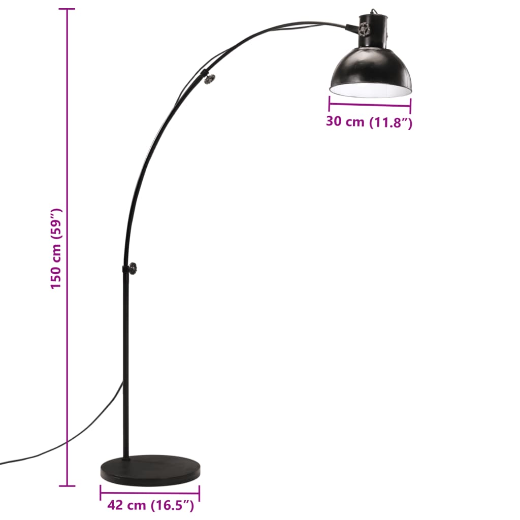 vidaXL Lámpara de pie negra 25 W E27 150 cm