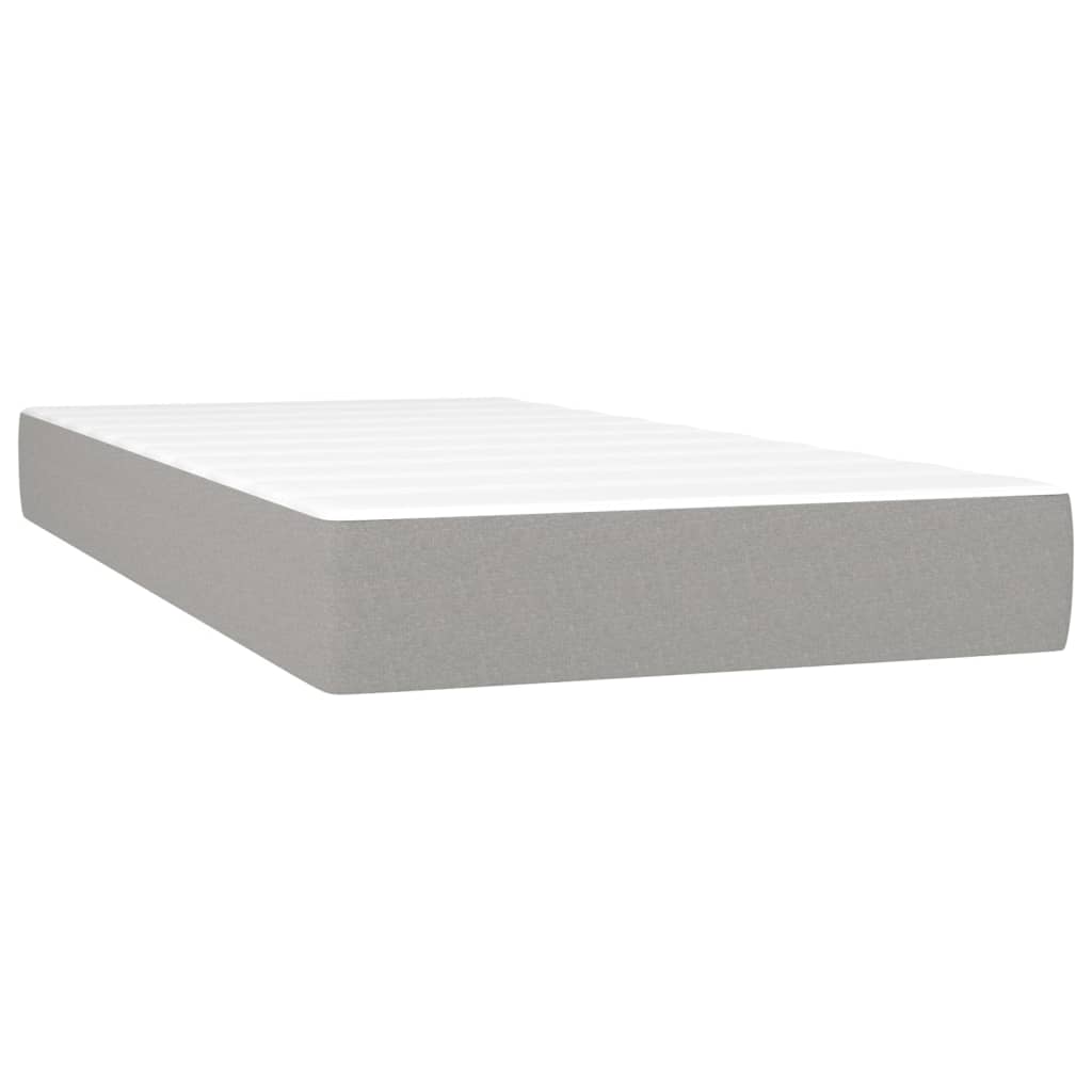 vidaXL Cama box spring con colchón tela y LED gris claro 100x200 cm