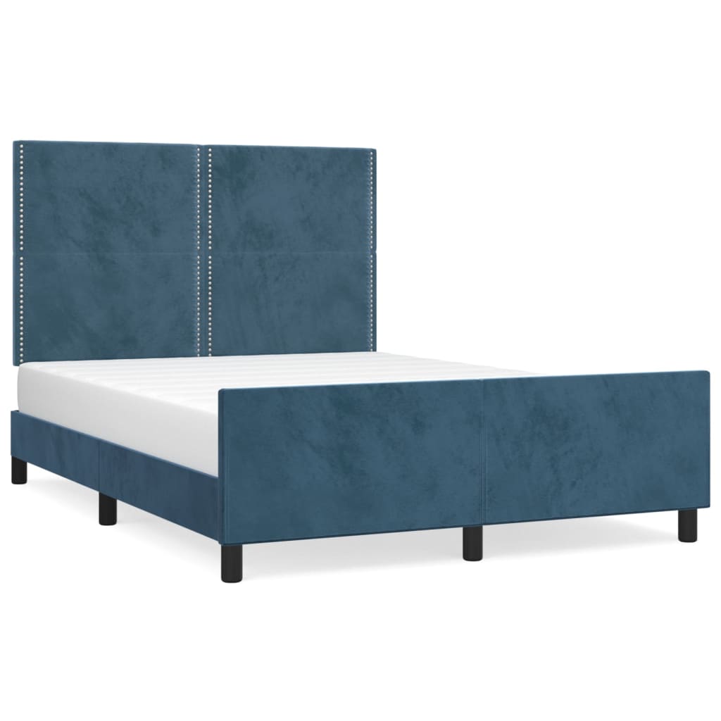 vidaXL Estructura cama con cabecero terciopelo azul oscuro 140x200 cm