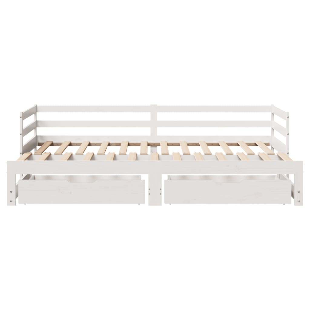 vidaXL Sofá cama nido con cajones madera maciza pino blanca 90x200 cm