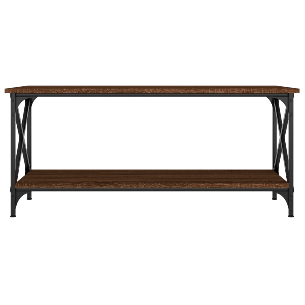 vidaXL Mesa de centro madera y hierro roble marrón 100x45x45 cm