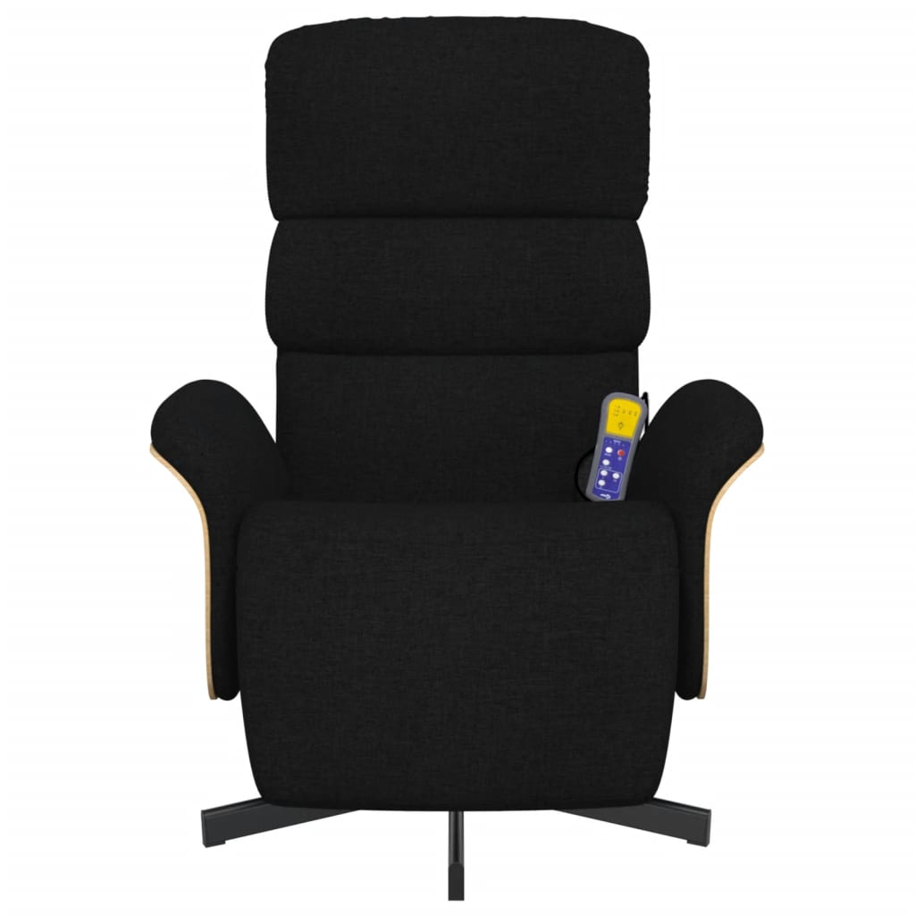 vidaXL Sillón reclinable de masaje con reposapiés tela negra