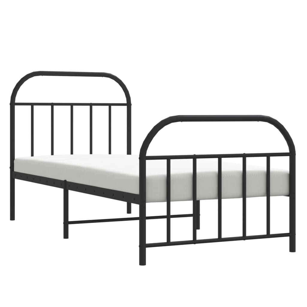 vidaXL Estructura cama sin colchón con estribo metal negro 90x200 cm