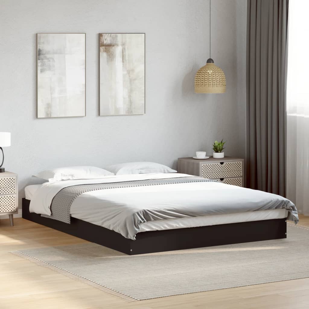 vidaXL Estructura de cama madera de ingeniería negra 135x190 cm