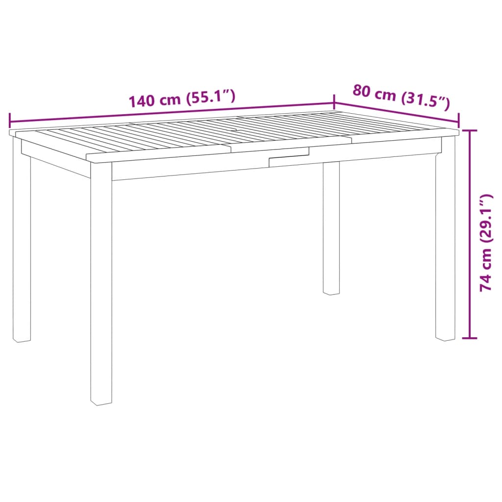 vidaXL Juego de comedor de jardín 5 piezas madera maciza de acacia