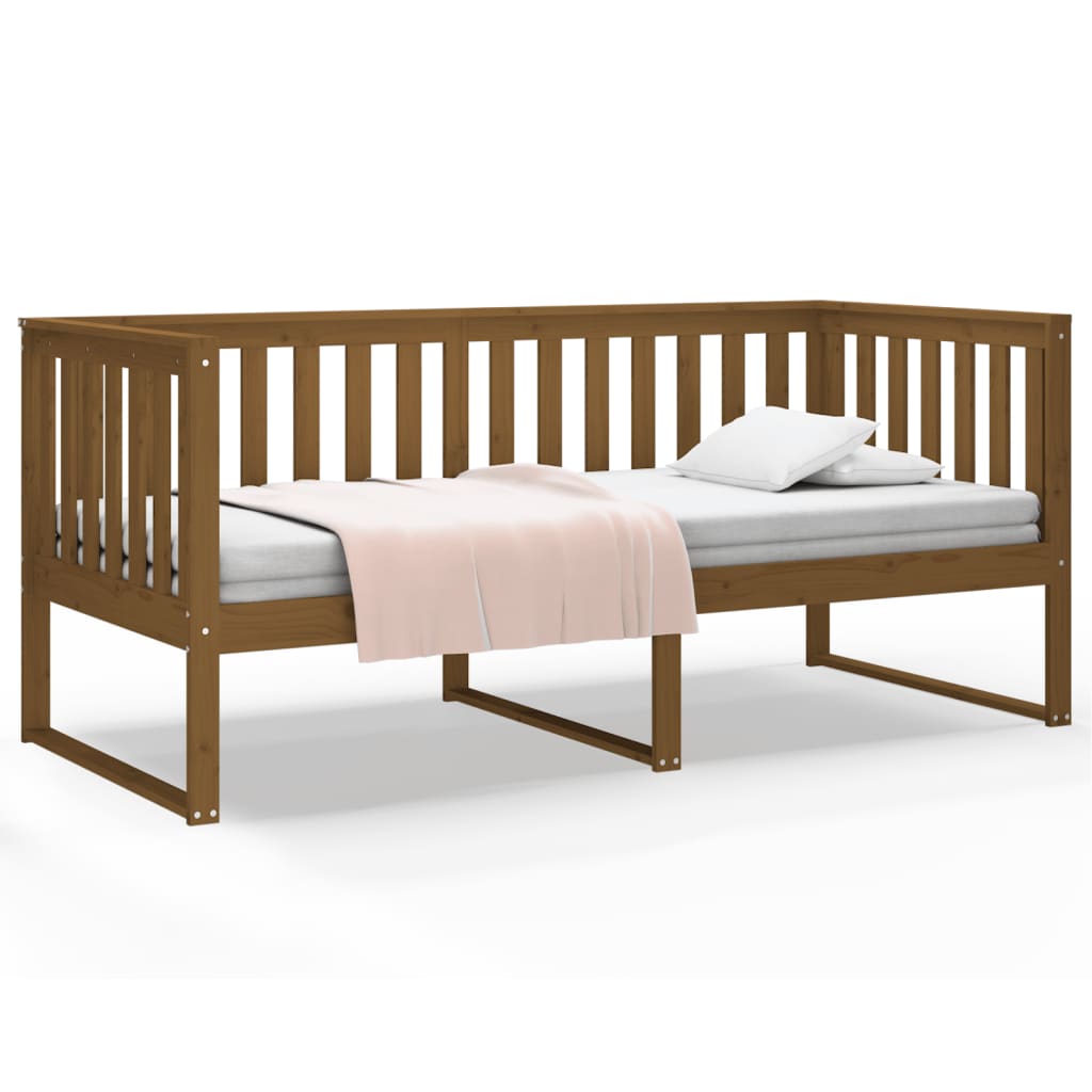 vidaXL Sofá cama de madera maciza de pino marrón miel 90x190 cm