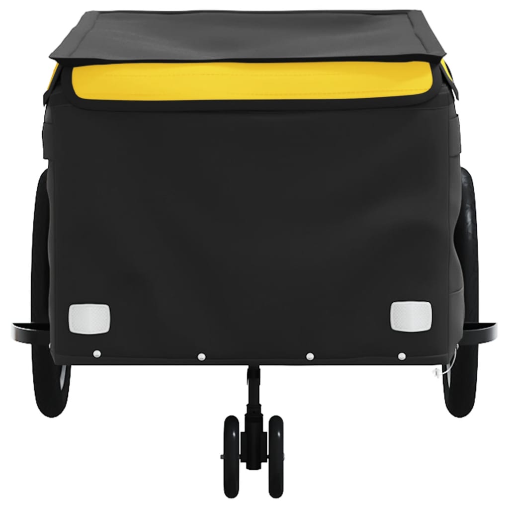 vidaXL Remolque para bicicleta hierro negro y amarillo 45 kg