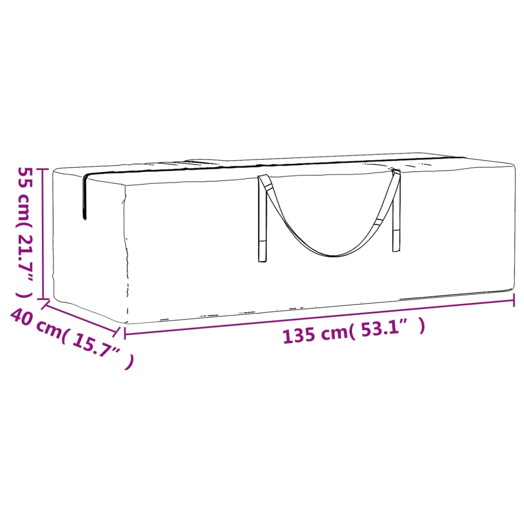 vidaXL Bolsa para cojines de jardín polietileno negro 135x40x55 cm