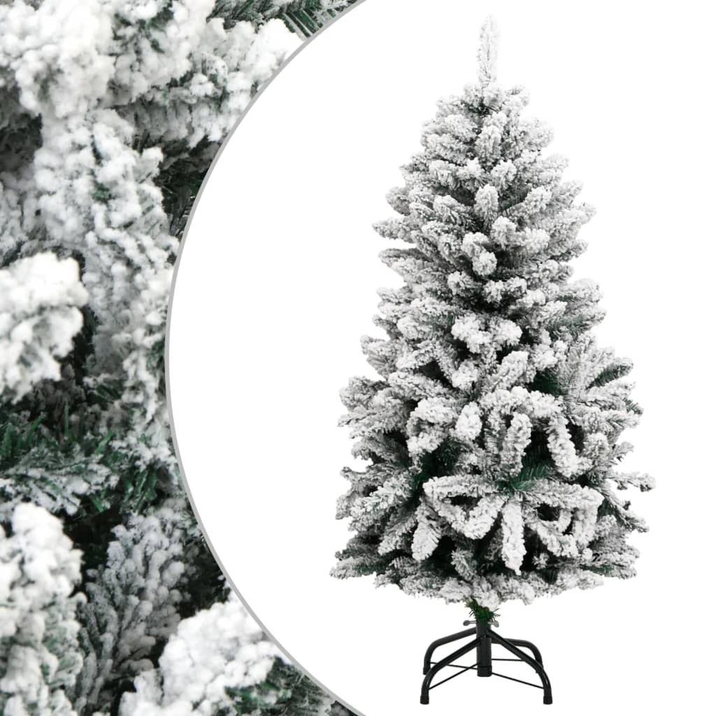 vidaXL Árbol de Navidad artificial con bisagras y nieve flocada 120 cm