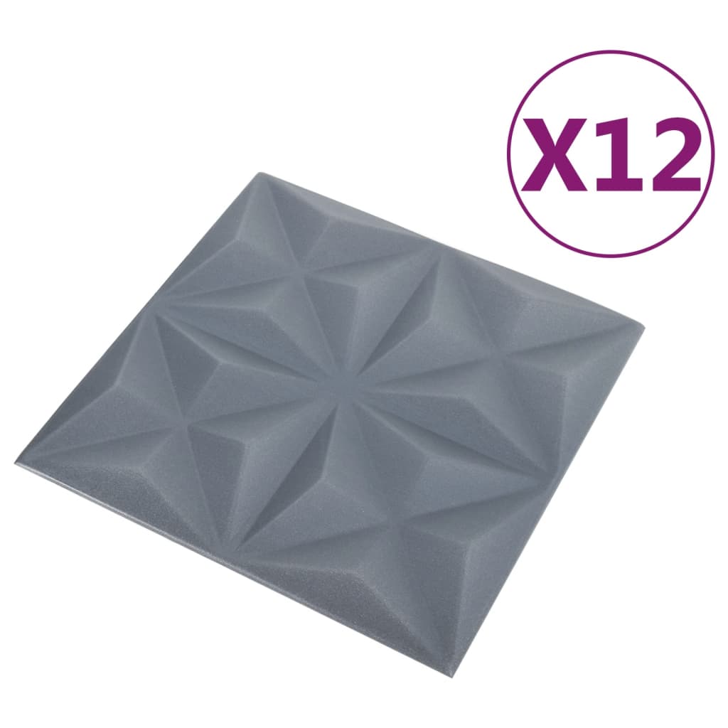 vidaXL Paneles de pared 3D 12 unidades gris origami 3 m² 50x50 cm