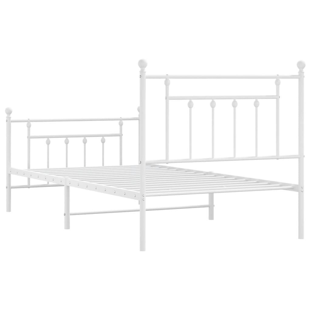 vidaXL Estructura cama sin colchón con estribo metal blanco 100x190 cm