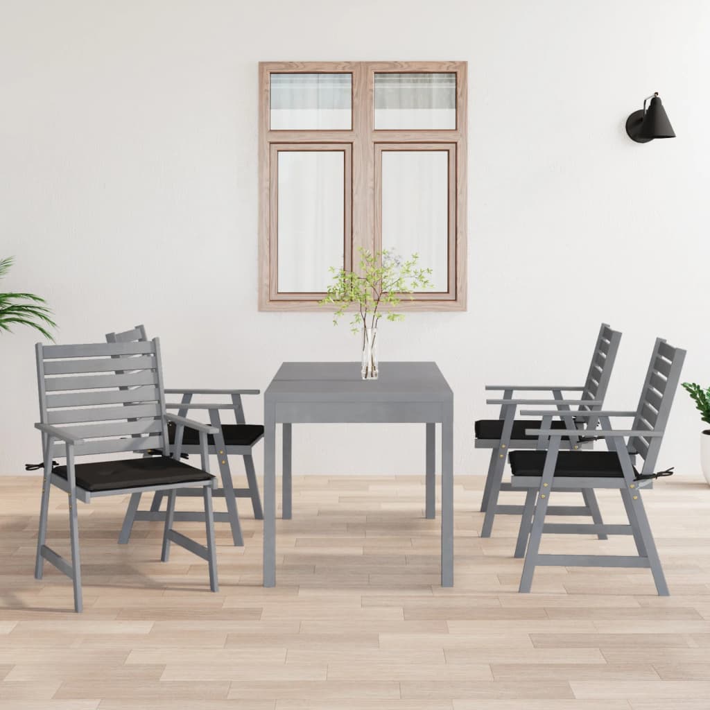 vidaXL Sillas de comedor jardín con cojines 4 uds madera maciza acacia