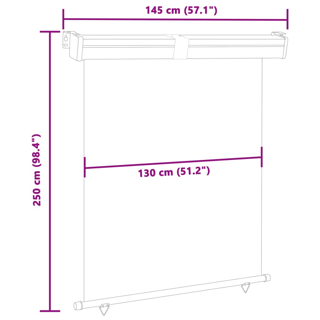 vidaXL Toldo lateral de balcón negro 145x250 cm