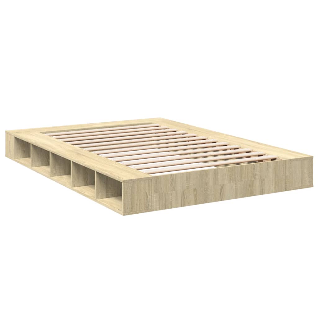 vidaXL Estructura de cama madera de ingeniería roble Sonoma 160x200 cm