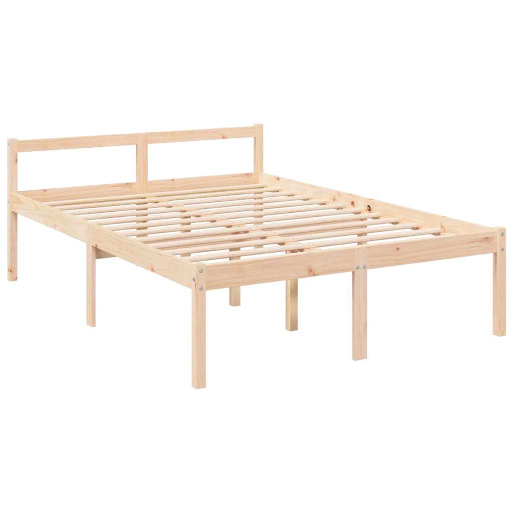 vidaXL Cama para personas mayores con cabecero madera maciza 140x190cm