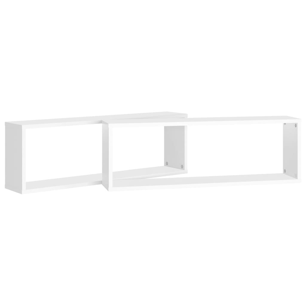 vidaXL Estantes cubo de pared 2 uds contrachapado blanco 80x15x26,5 cm