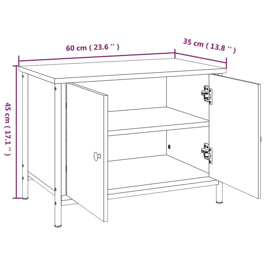 vidaXL Mueble de TV madera contrachapada marrón roble 60x35x45 cm