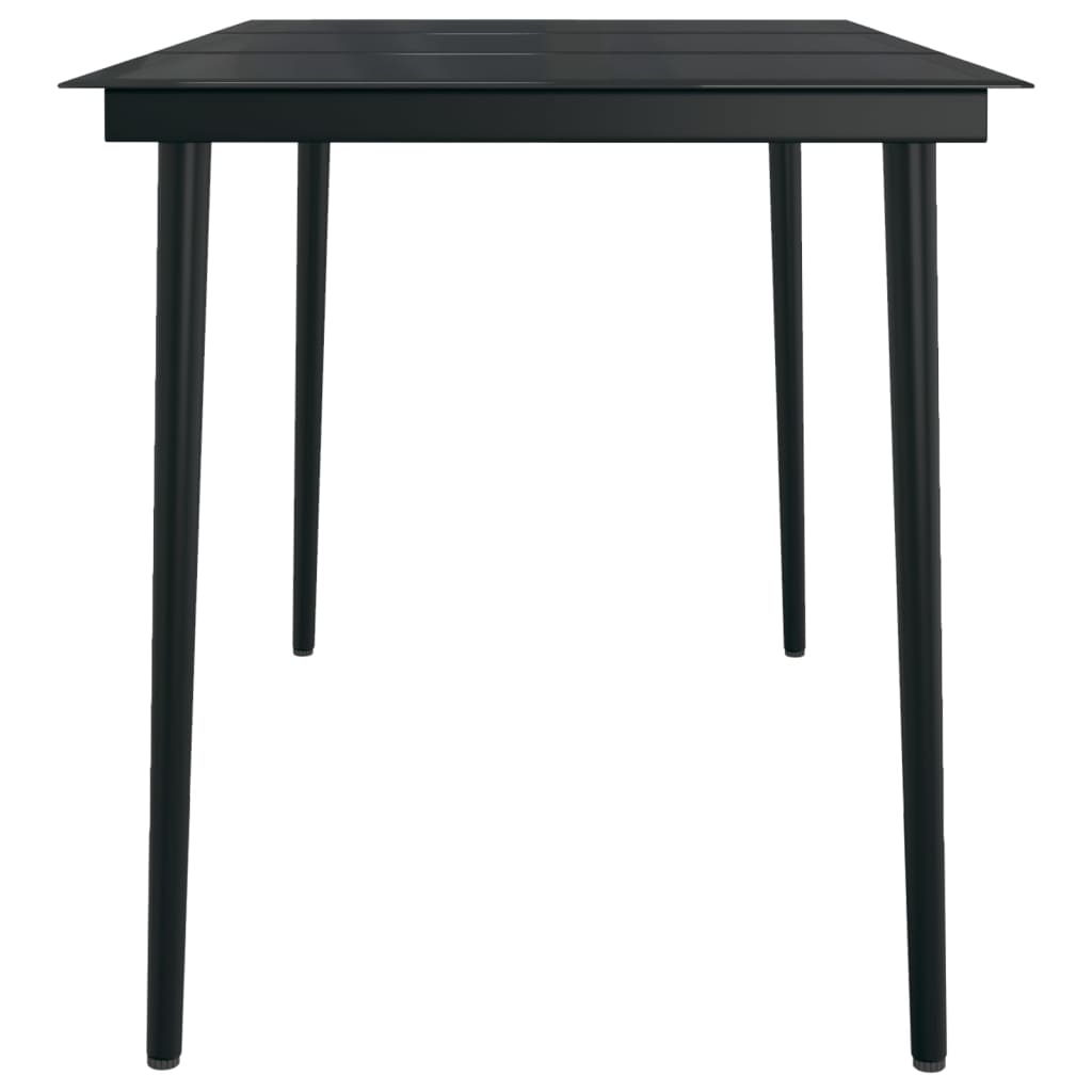 vidaXL Mesa de comedor de jardín acero y vidrio negra 140x70x74 cm