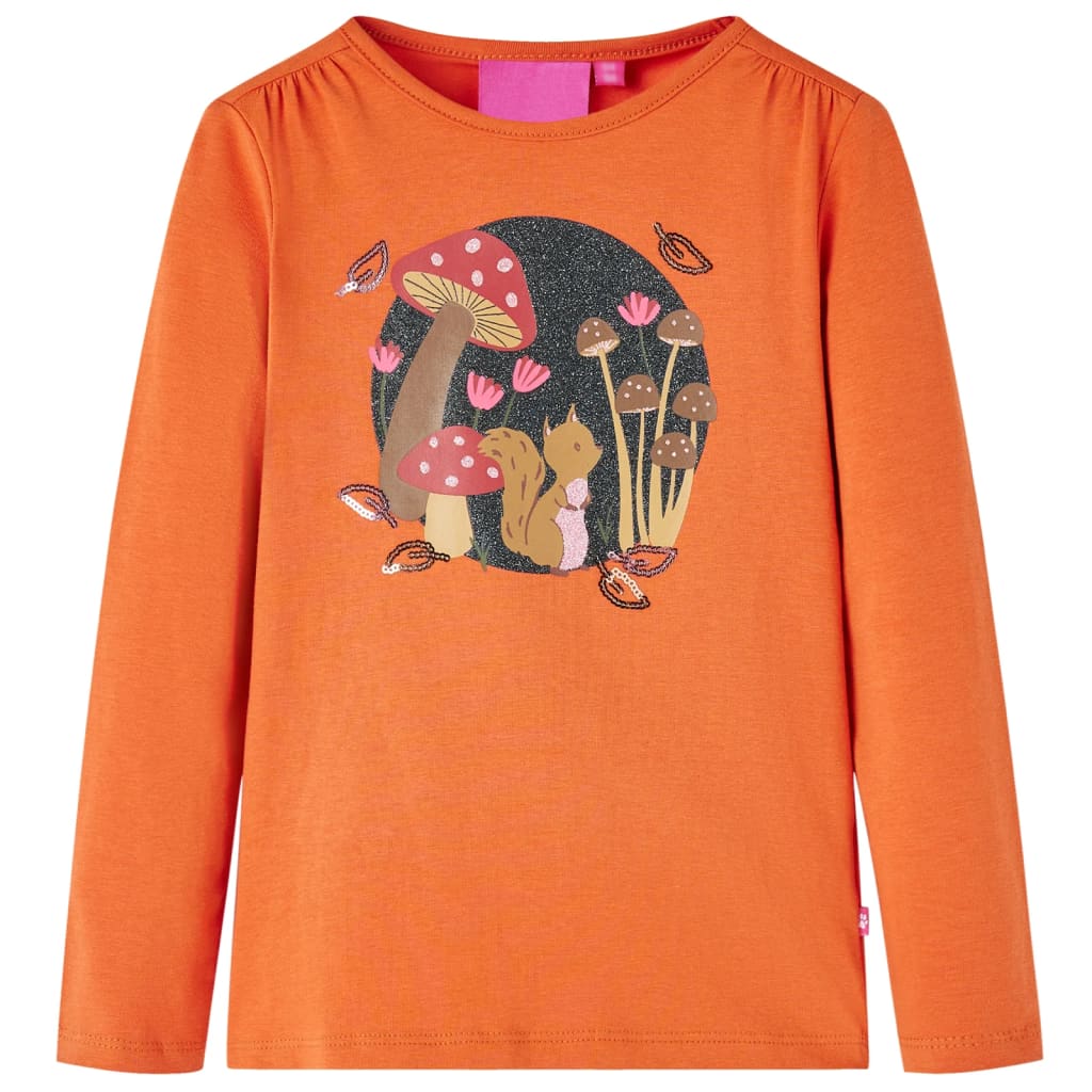 Camiseta infantil de manga larga naranja tostado 104