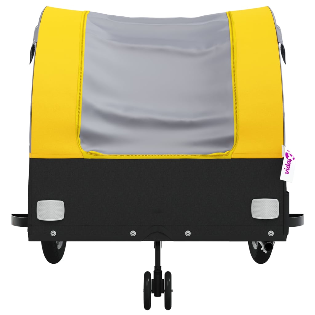 vidaXL Remolque para bicicleta hierro negro y amarillo 45 kg