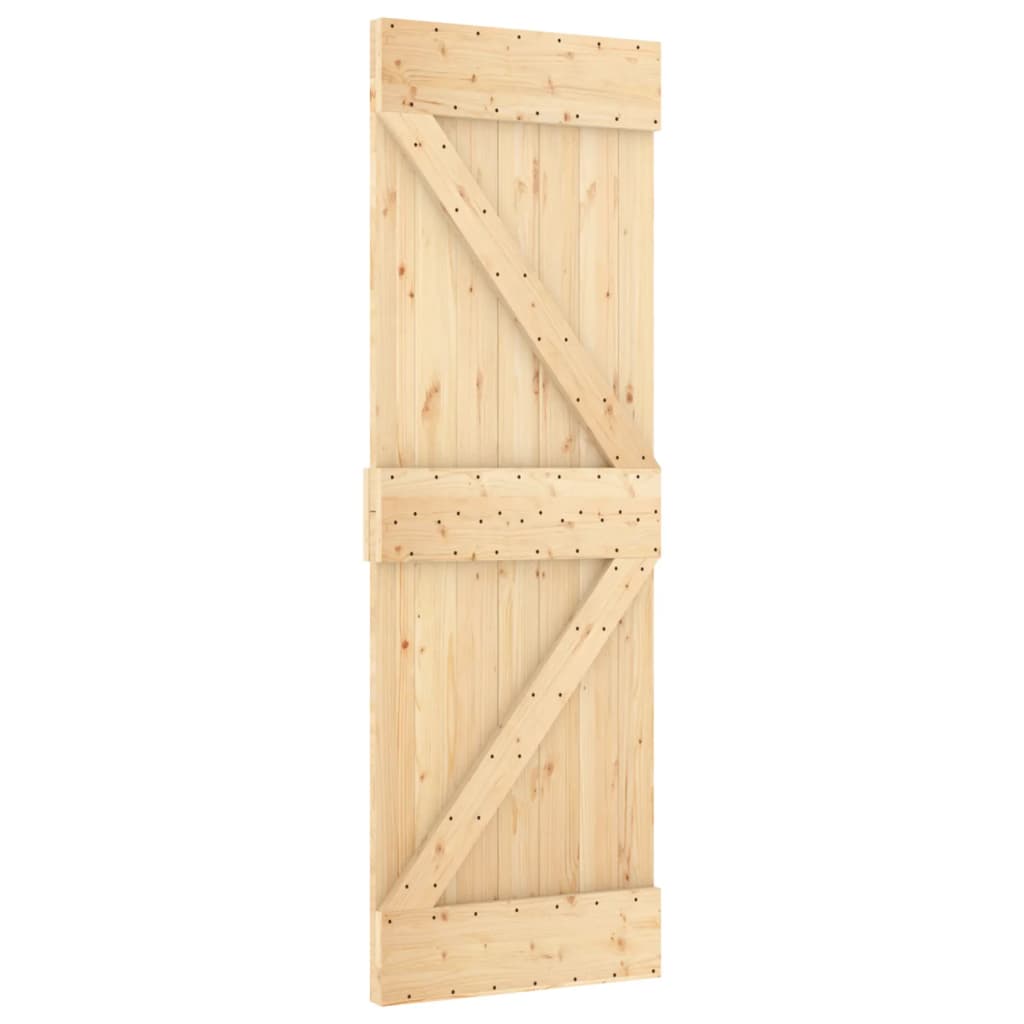 vidaXL Puerta corredera con herrajes madera maciza de pino 70x210 cm