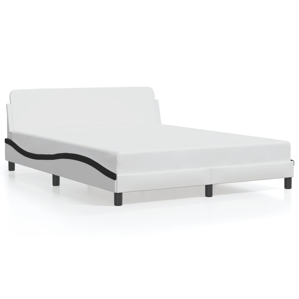 vidaXL Estructura cama cabecero cuero sintético blanco negro 160x200cm