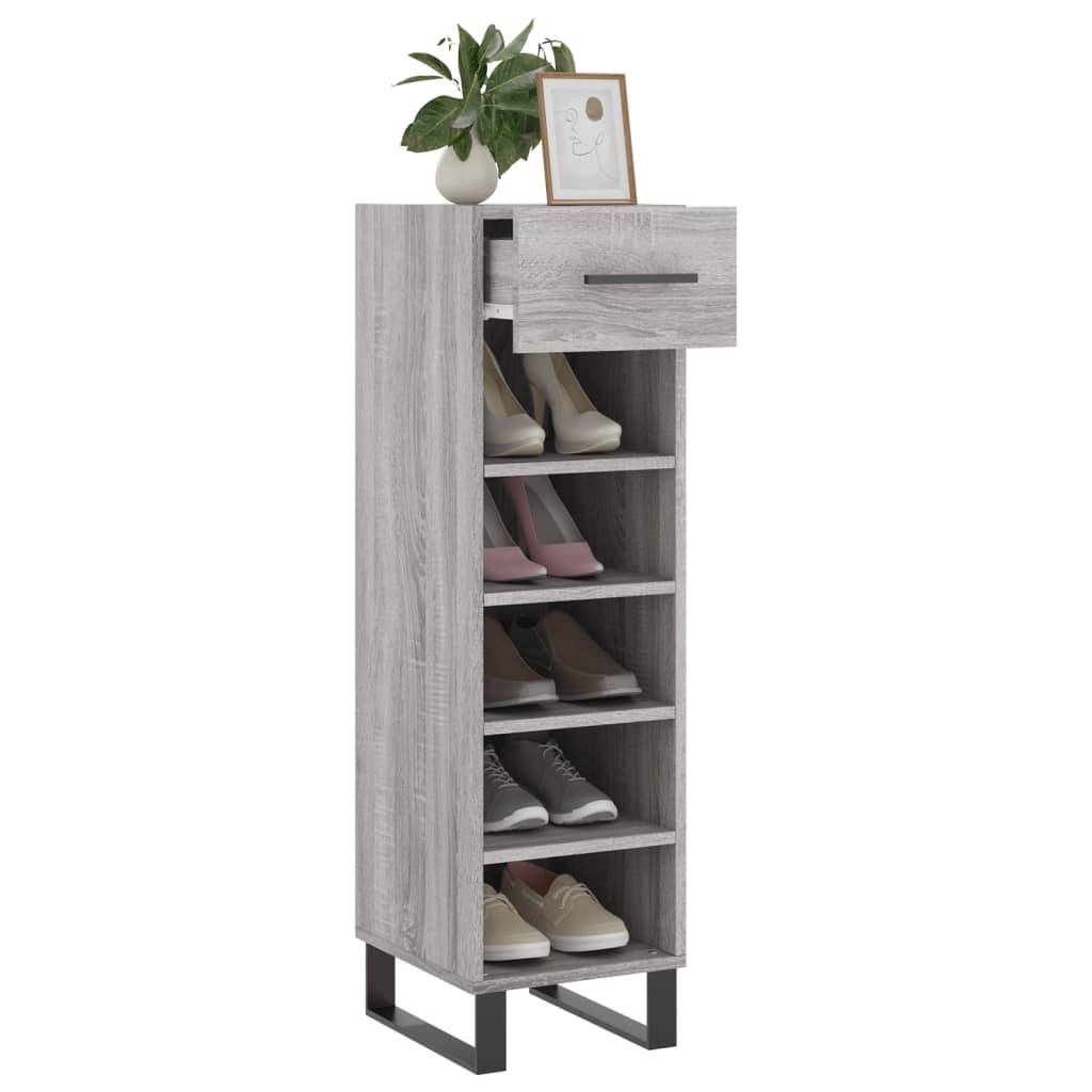 vidaXL Zapatero madera de ingeniería gris Sonoma 30x35x105 cm