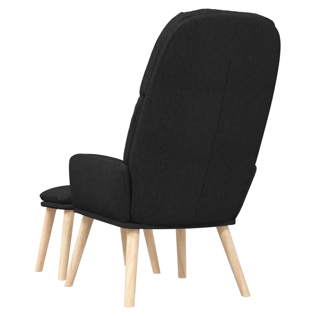 vidaXL Sillón de relax con reposapiés tela negro