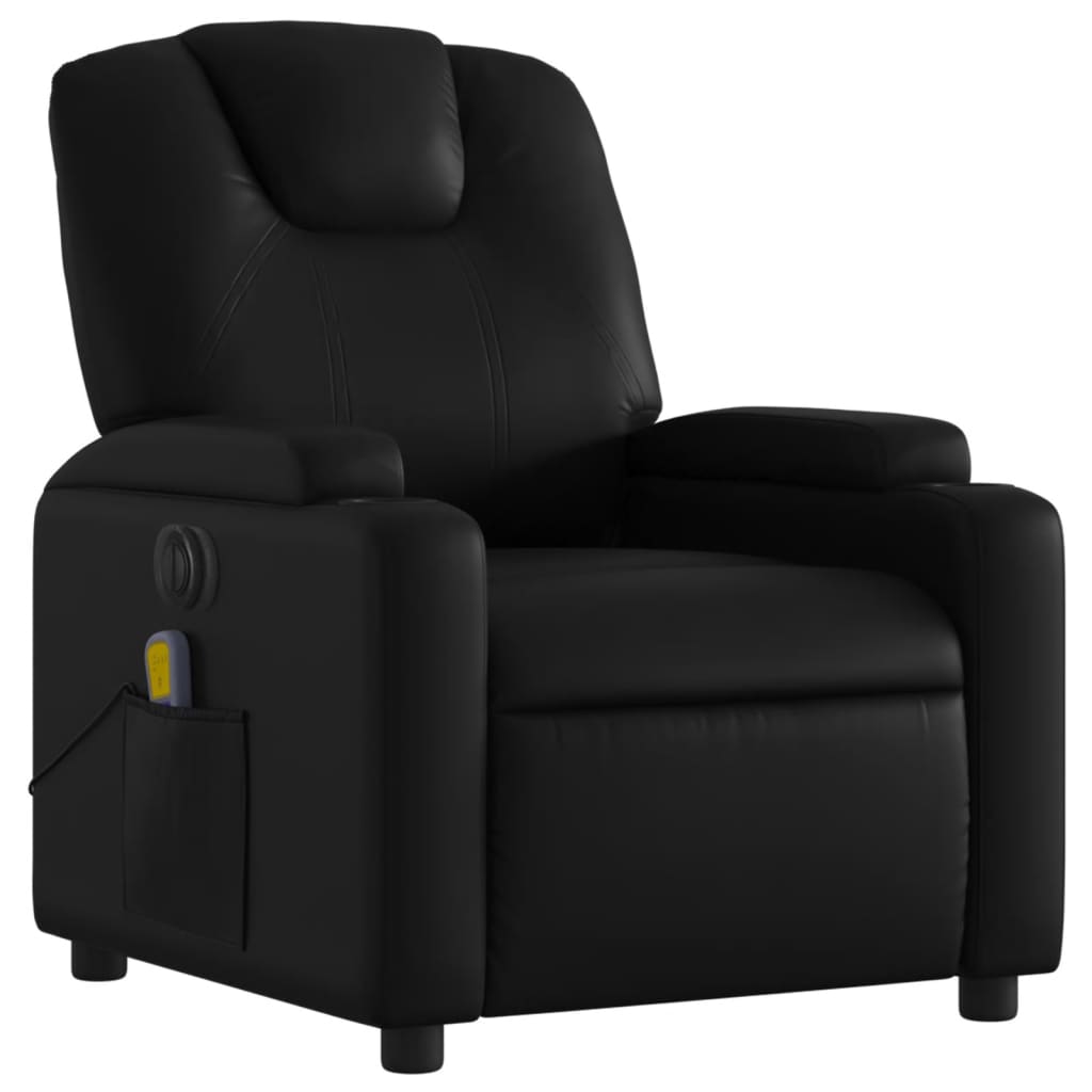 vidaXL Sillón de masaje reclinable eléctrico cuero sintético negro