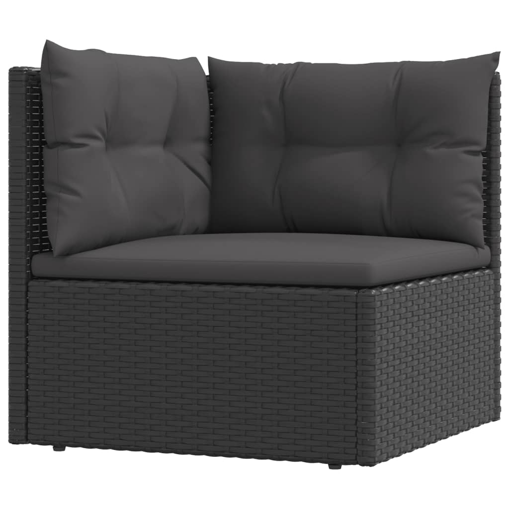 vidaXL Set de muebles de jardín y cojines 7 pzas ratán sintético negro