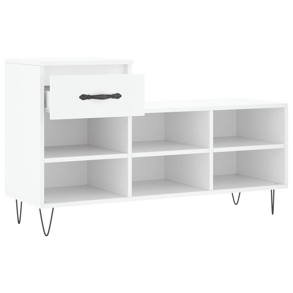 vidaXL Mueble zapatero madera contrachapada blanco 102x36x60 cm