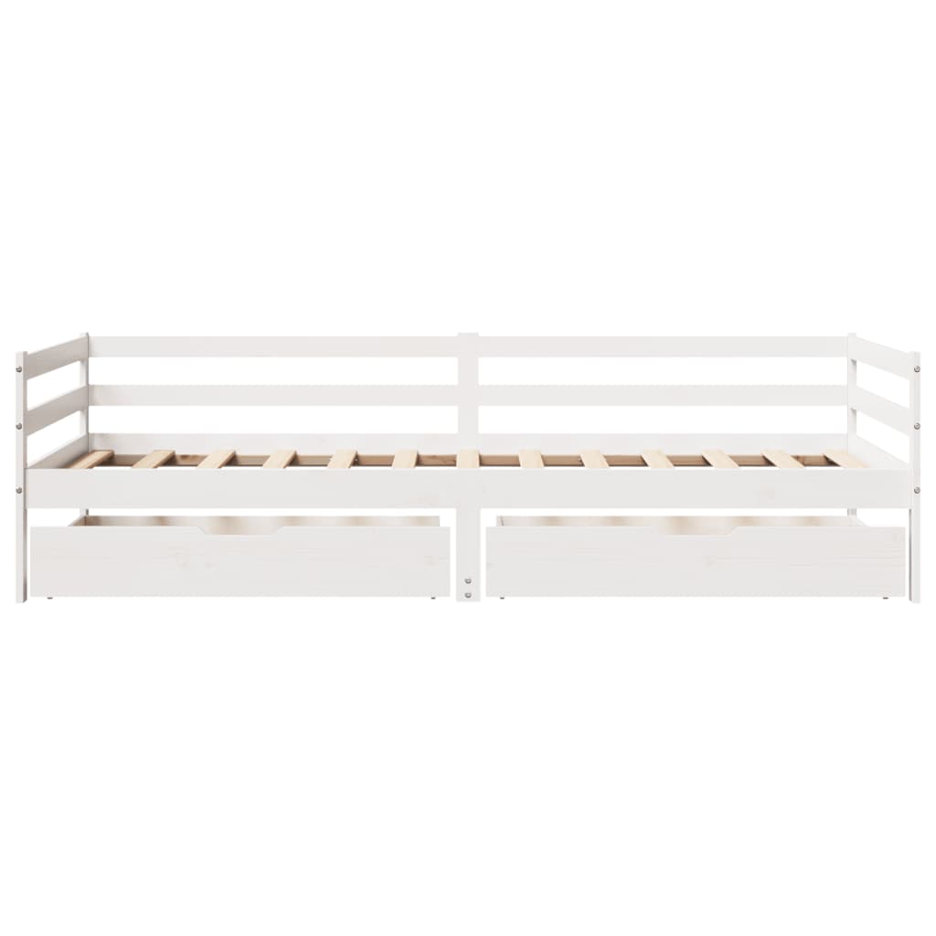 vidaXL Sofá cama con cajones madera maciza de pino 90x200 cm