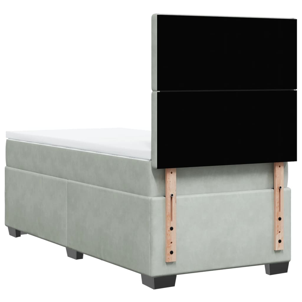 vidaXL Cama box spring con colchón terciopelo gris claro 100x200 cm